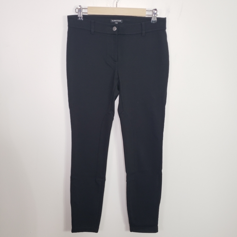 Eileen Fisher black ponte knit ankle zip pants size XS